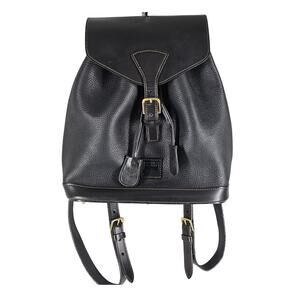 DOONEY & BOURKE VINTAGE 80's WOMEN'S BLACK AWL LEATHER BACKPACK 12x10x4"